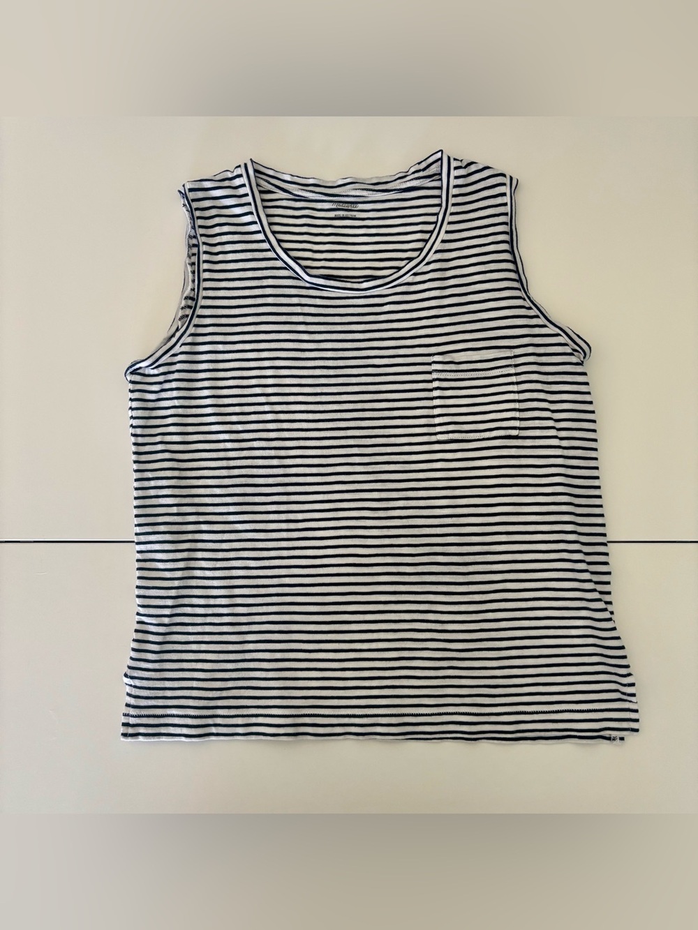 Madewell Navy and White Striped Tank Top